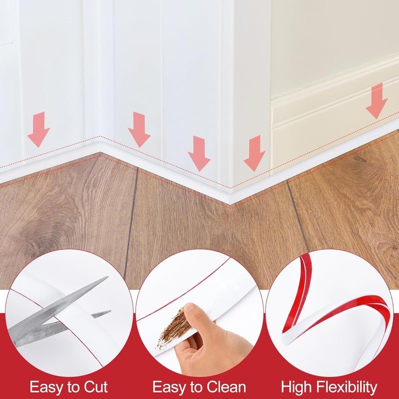 ToLanbbt Flexible Quarter Round Molding, 120 Inch Peel and Stick Rubber Trim, Double-Sided Self Adhesive Bendable Edge Molding for Floor, Bathroom, Kitchen, Countertop, 1/2” W x 1/2” H, White - Image 4